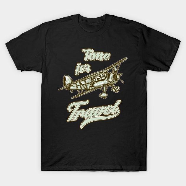 Travel Airplane Aviator Propeller Aircraft Pilot T-Shirt by Foxxy Merch